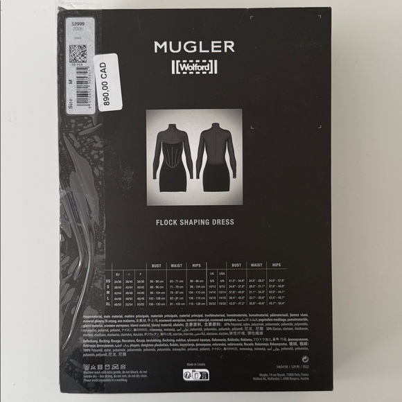 Mugler X Wolford  Limited Edition NWT Flock Shaping Dress - Black size XS & M - Picture 12 of 13